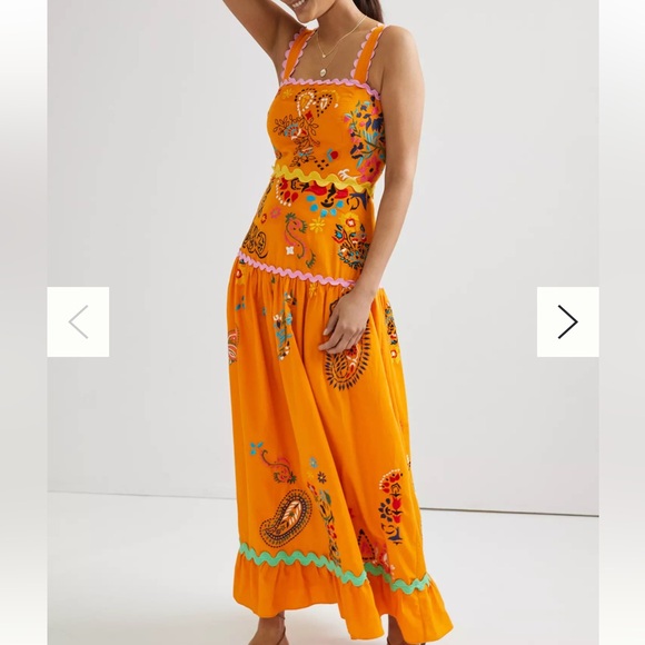 Anthropologie Dresses & Skirts - Anthropologie Maeve Sunset Embroidered Midi Dress 6 petite